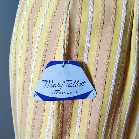 1950s Vintage Never Worn Yellow Striped Cotton Pencil Slim Skirt Waist 30" NWTs - Picture 5 of 5